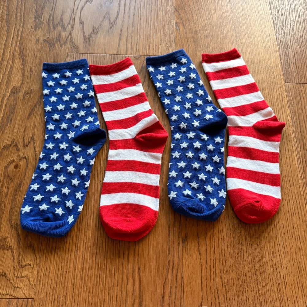 American Flag Socks Women's size M Red White Blue Good Patriotic Stars Stripes